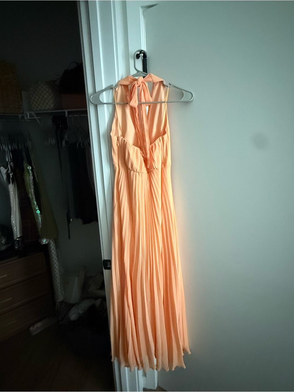 Abercrombie & Fitch Orange Pleated Maxi Dress - Picture 3 of 5